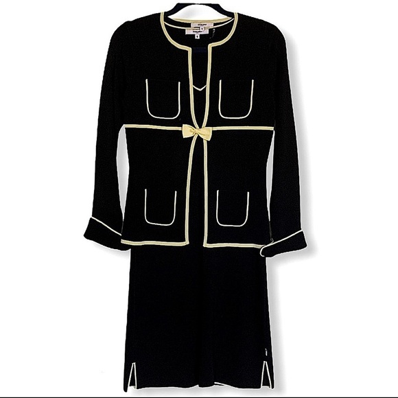 VERTIGO Paris Black/Yellow 2 Piece Knit Dress and Jacket
Size Small - Picture 1 of 15